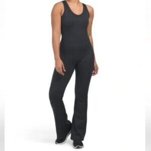 BALANCE COLLECTION Mandy Flare Black Yoga Bodysuit Jumpsuit in Size M